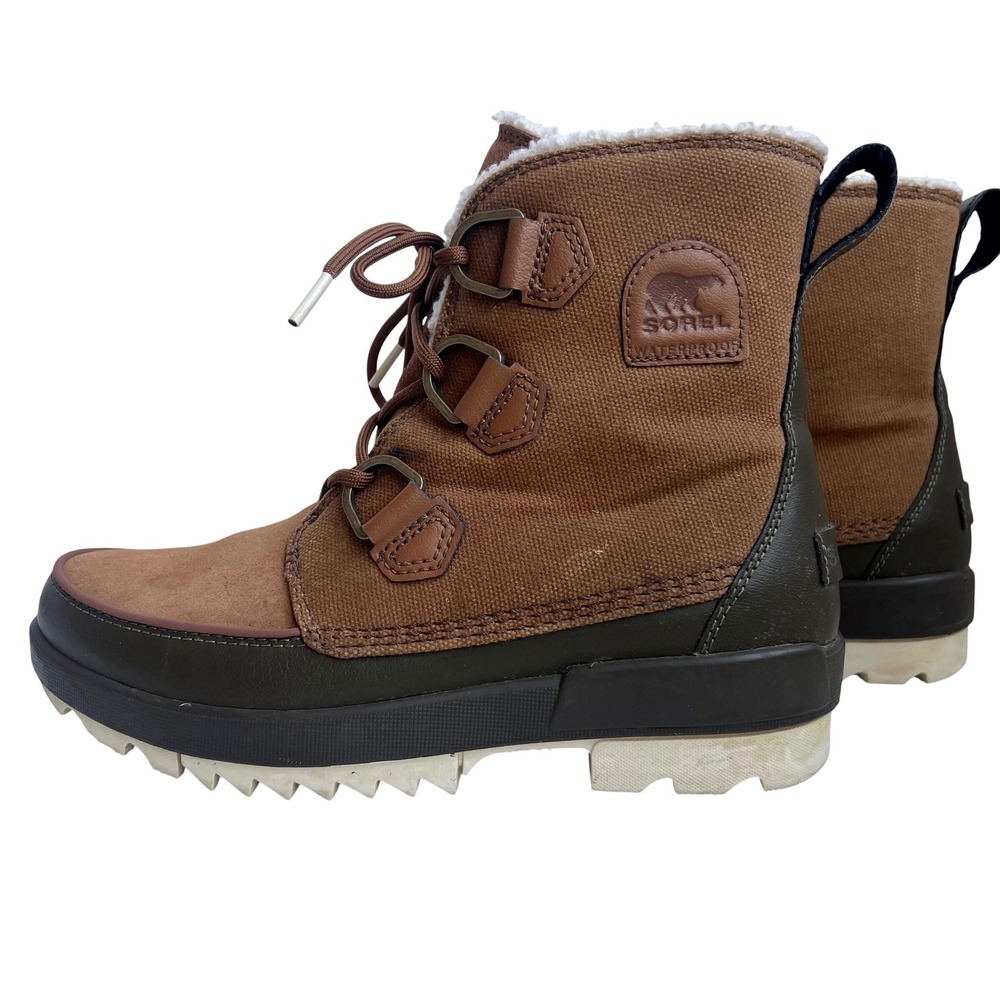 Sorel Tivoli IV Waterproof Boots Womens 8 Brown Suede Canvas NL4469-242